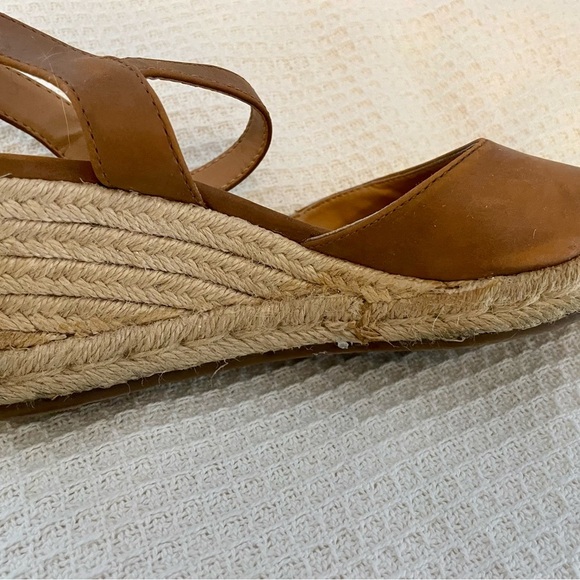 Tommy Hilfiger Tan leather Sandals 6 jute wedge Ankle Strap‎ casual summer - Picture 8 of 9